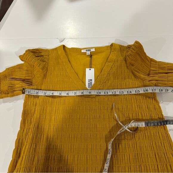 BB Dakota by Steve Madden Soft and Found Mustard Yellow Short Sleeve Dress Sz S - Picture 9 of 10
